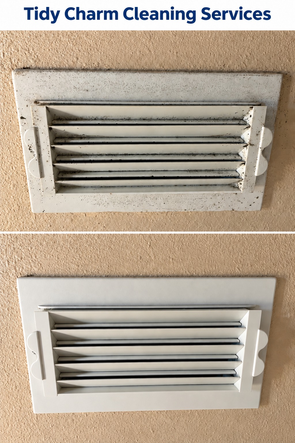 Air conditioning vent before and after cleaning