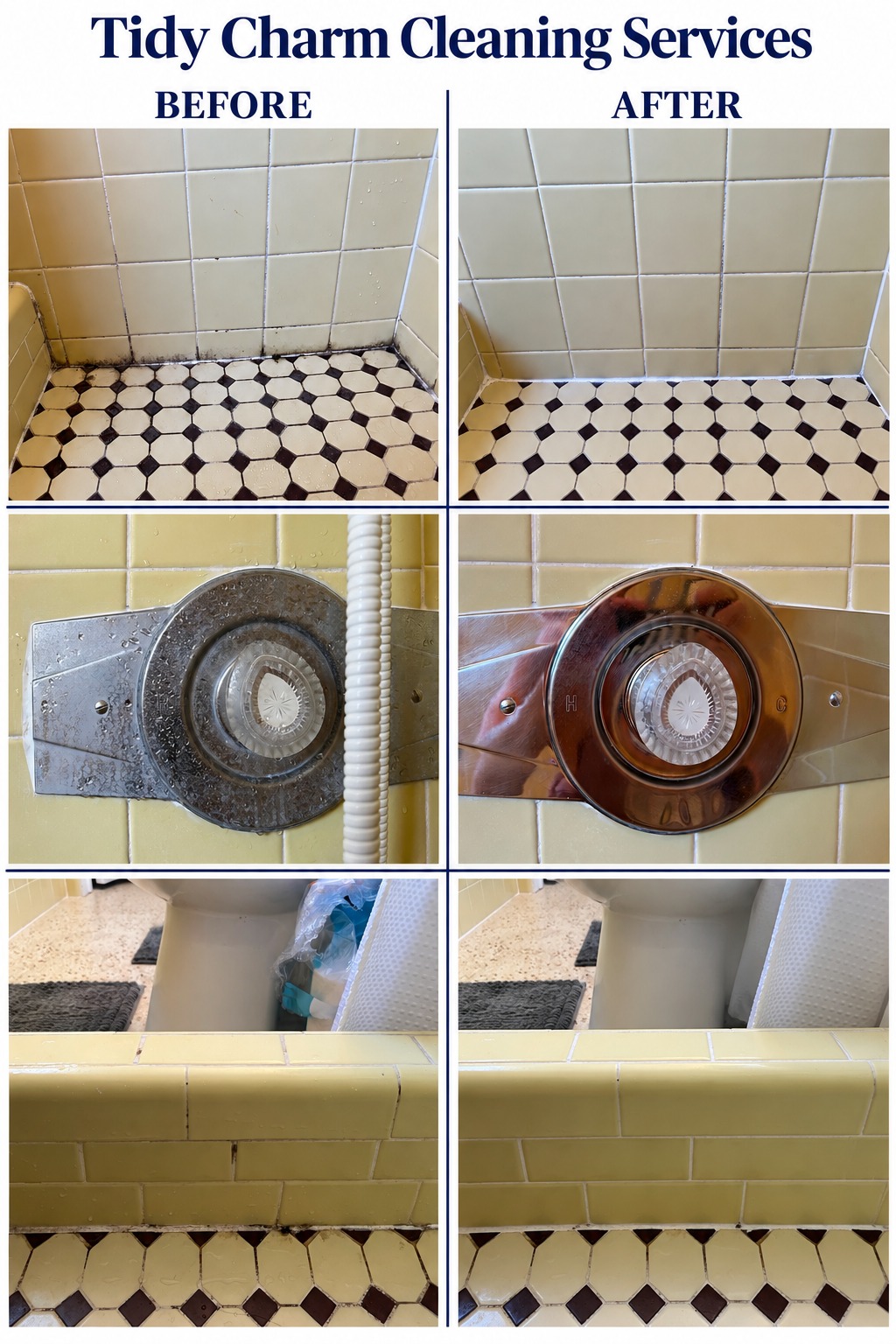Shower cleaning before and after